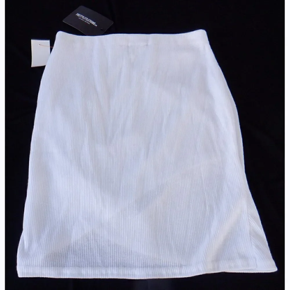 NWT Pretty Little Thing White draped skirt